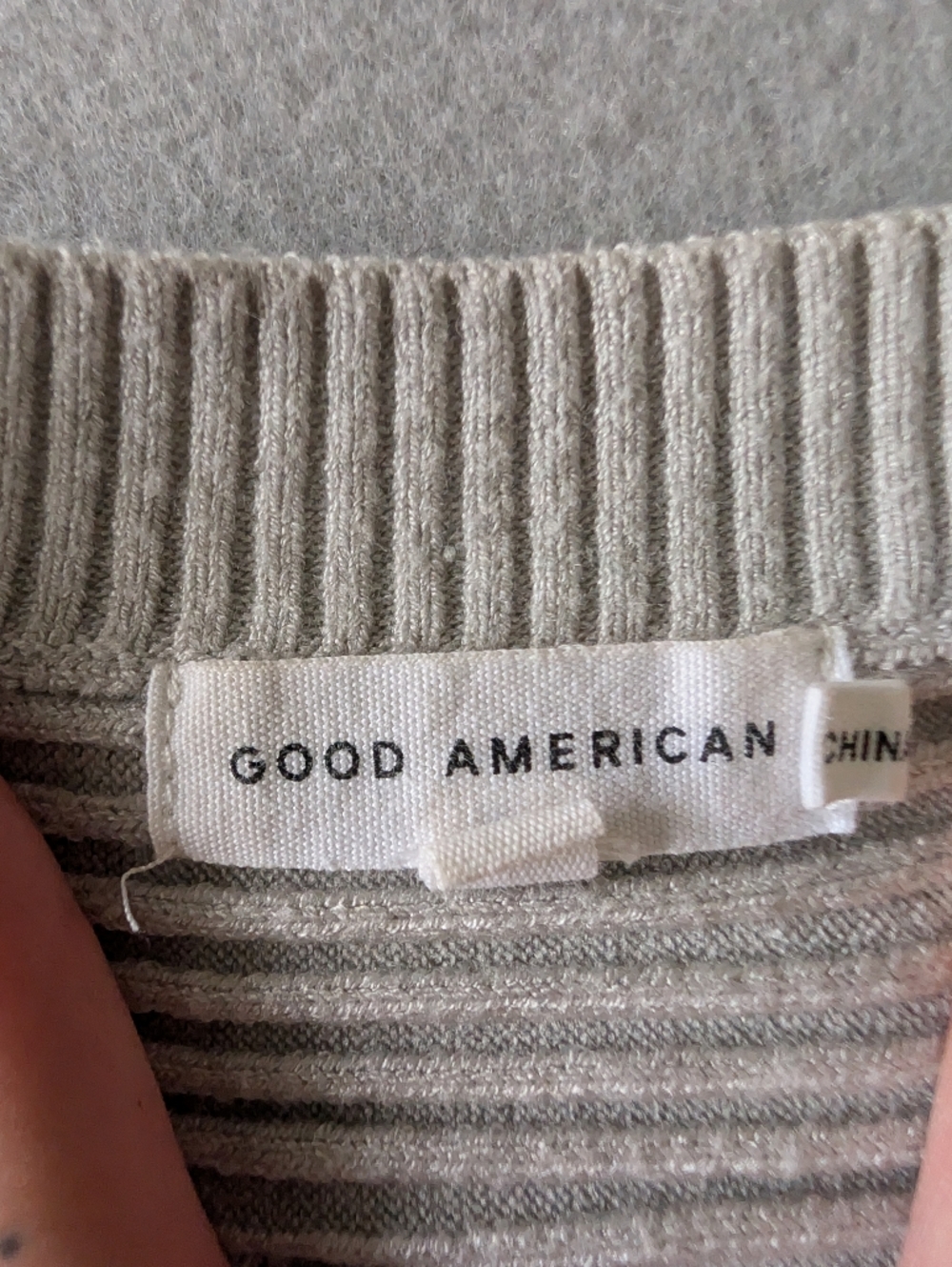 Good American Light Grey Ribbed Knit Sweater 4 XL Clean Girl Minimalist Capsule image 6
